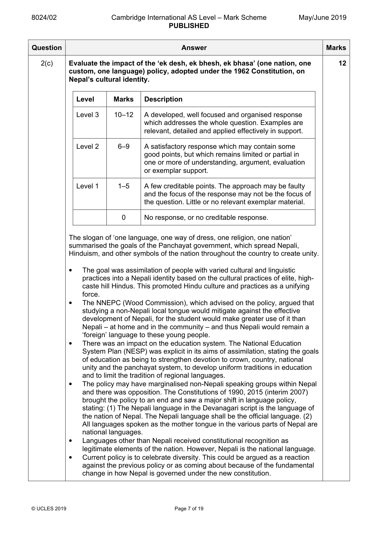 Mark scheme, page 7 of 19