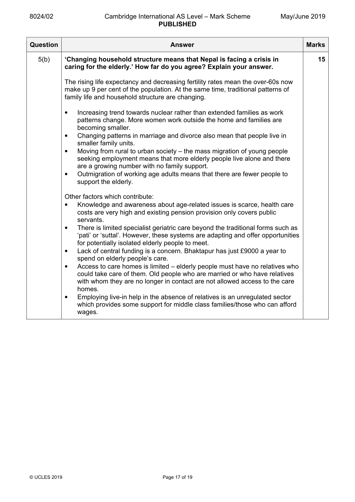 Mark scheme, page 17 of 19