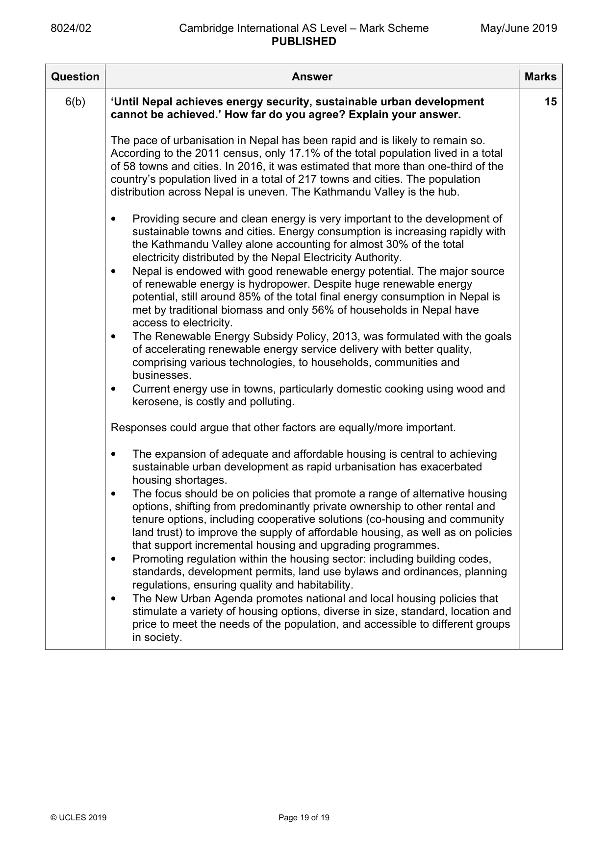 Mark scheme, page 19 of 19