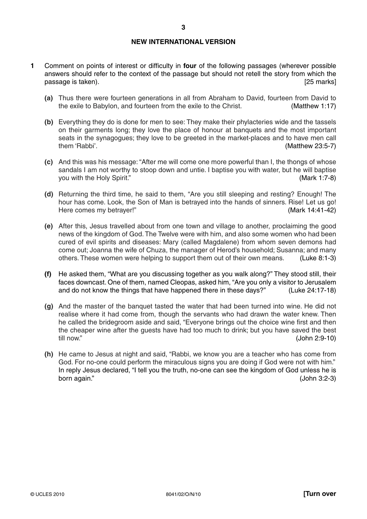 Cambridge A Level Divinity (AS Level only) 8041 2010 Oct/Nov Paper 2 · Variant 1 question paper, page 3 of 4