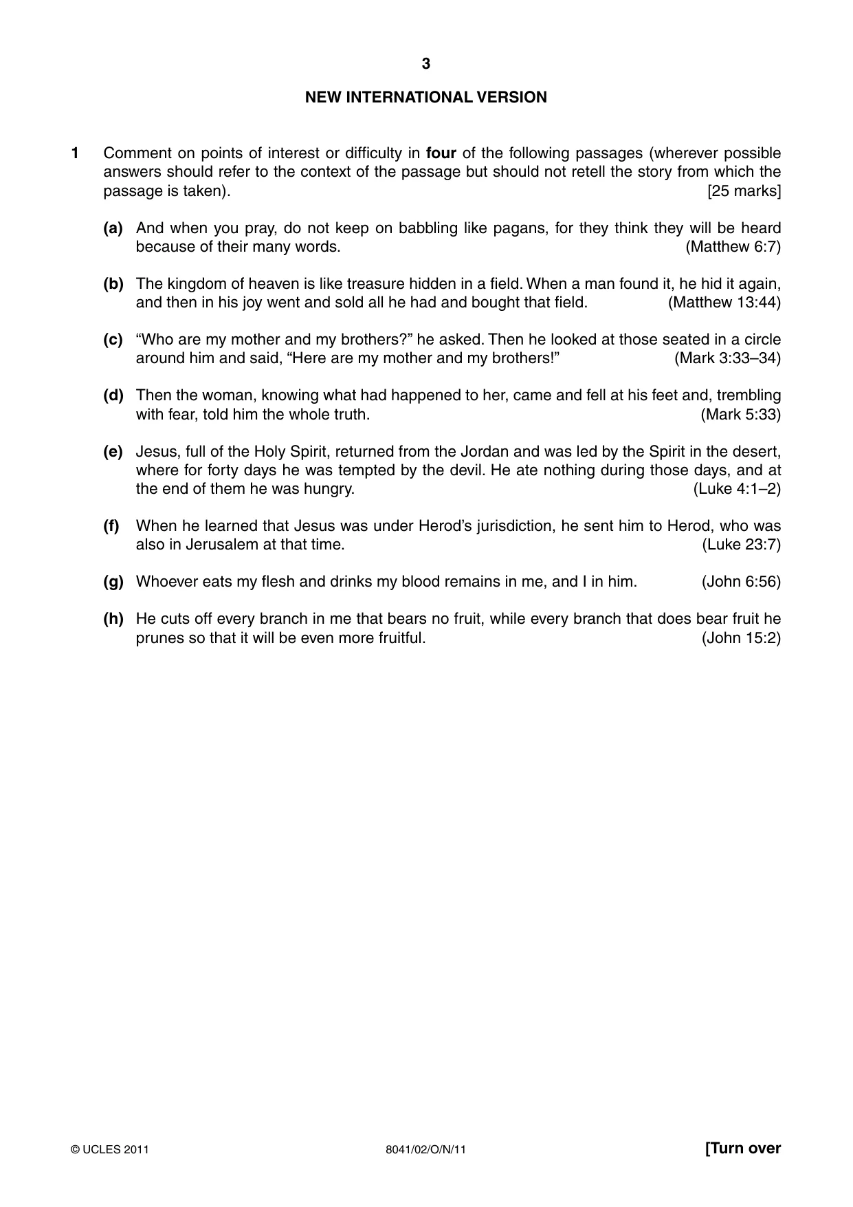 Cambridge A Level Divinity (AS Level only) 8041 2011 Oct/Nov Paper 2 · Variant 1 question paper, page 3 of 4