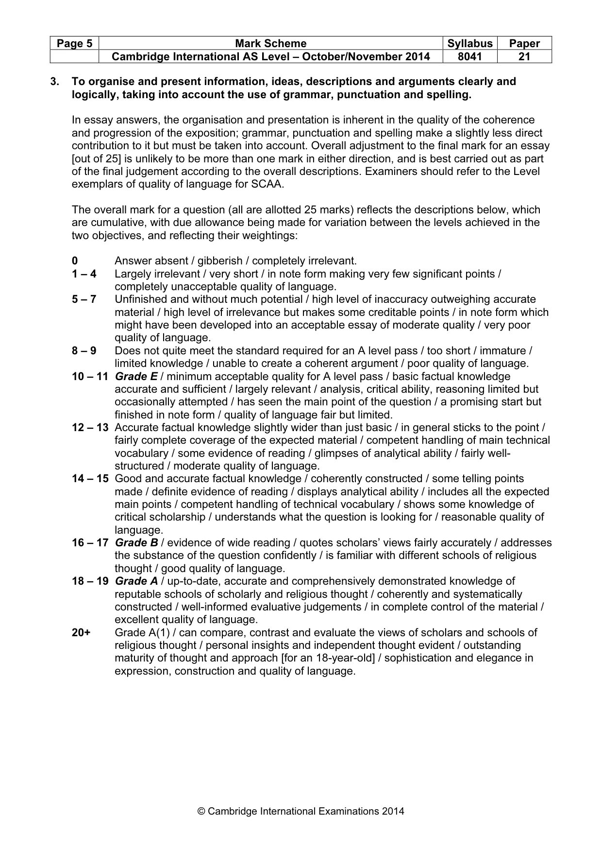 Mark scheme, page 5 of 13