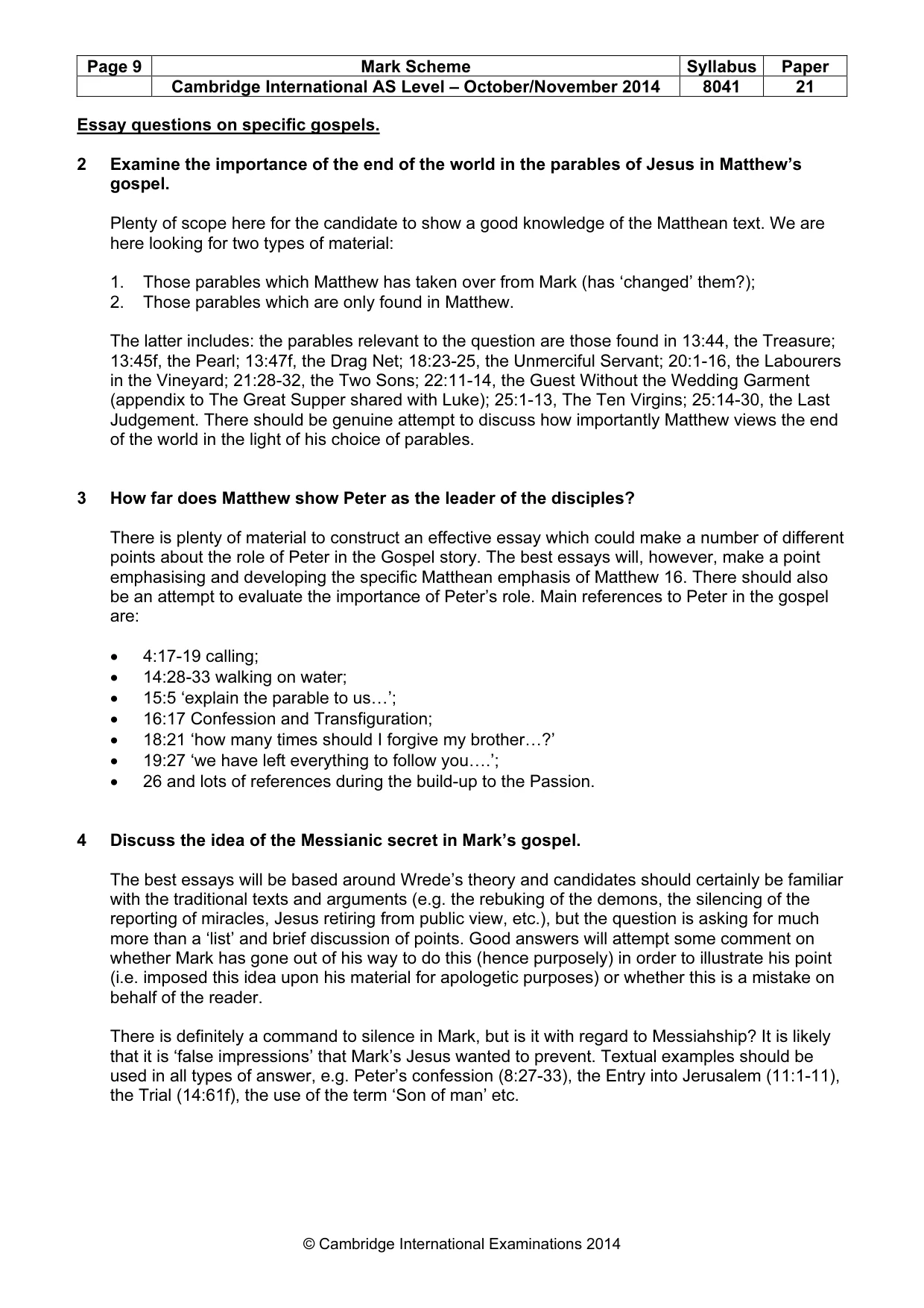 Mark scheme, page 9 of 13