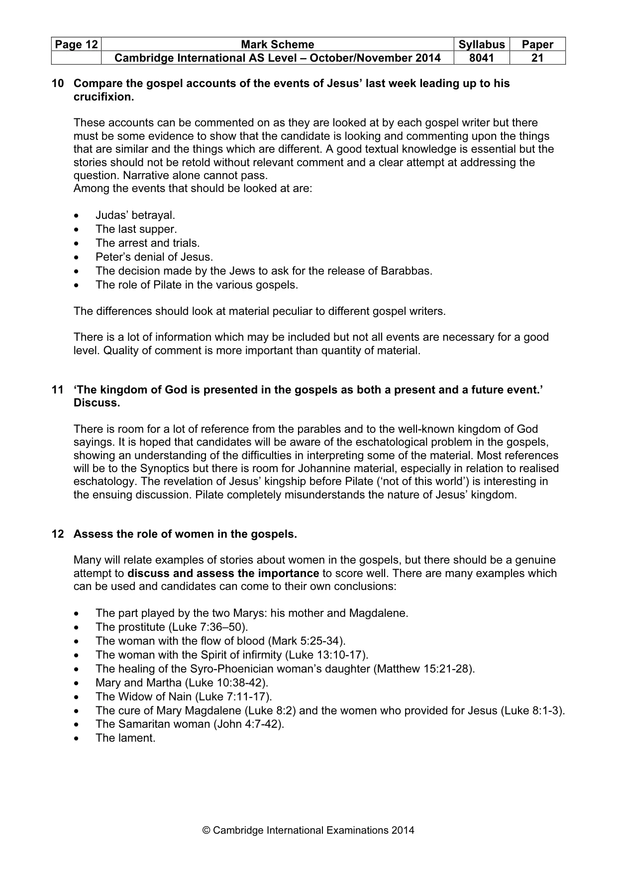 Mark scheme, page 12 of 13