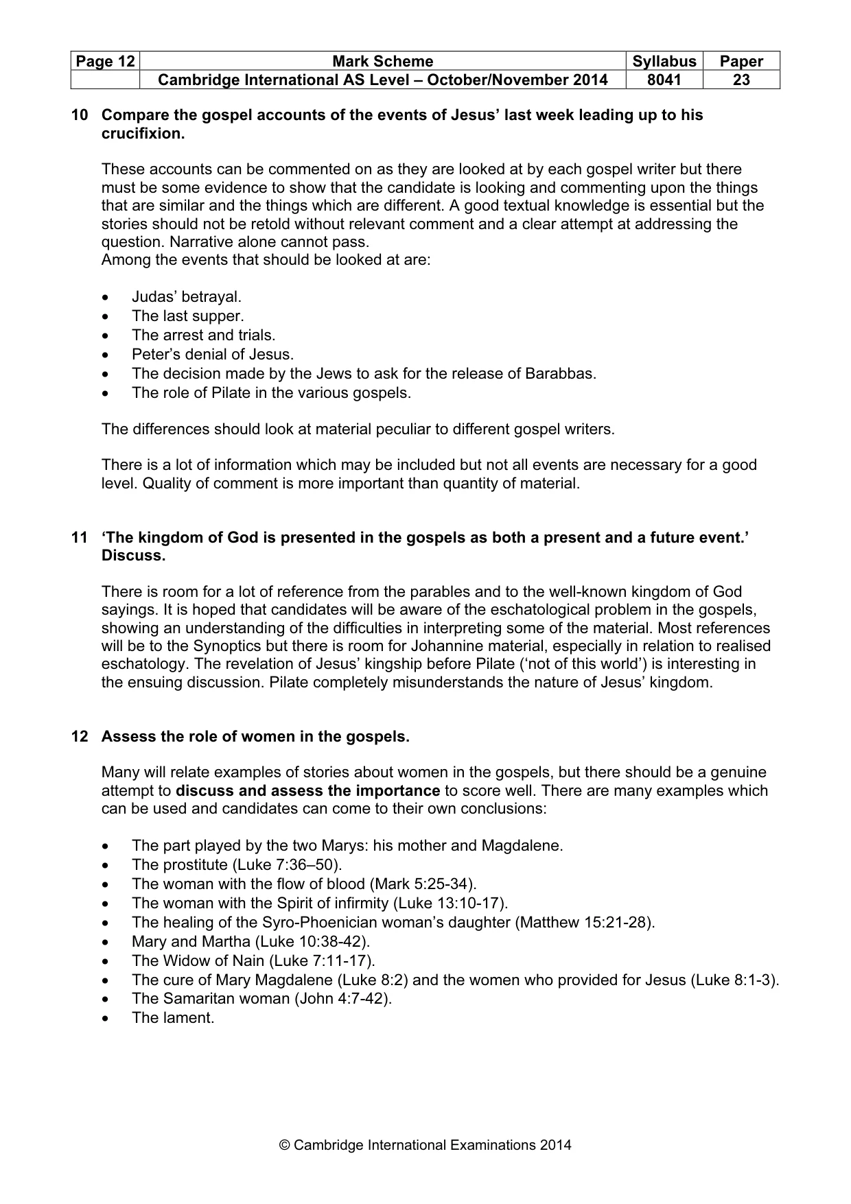 Mark scheme, page 12 of 13