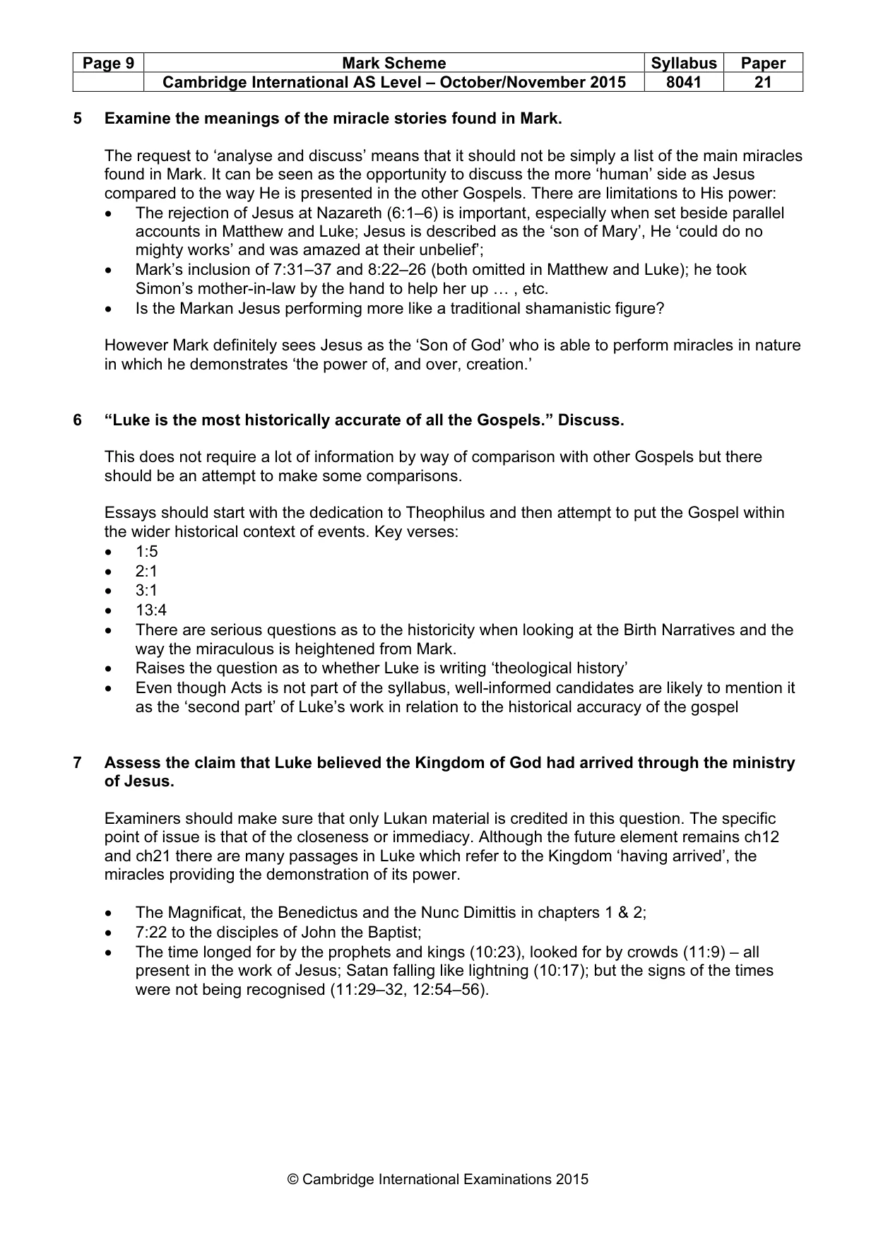Mark scheme, page 9 of 12