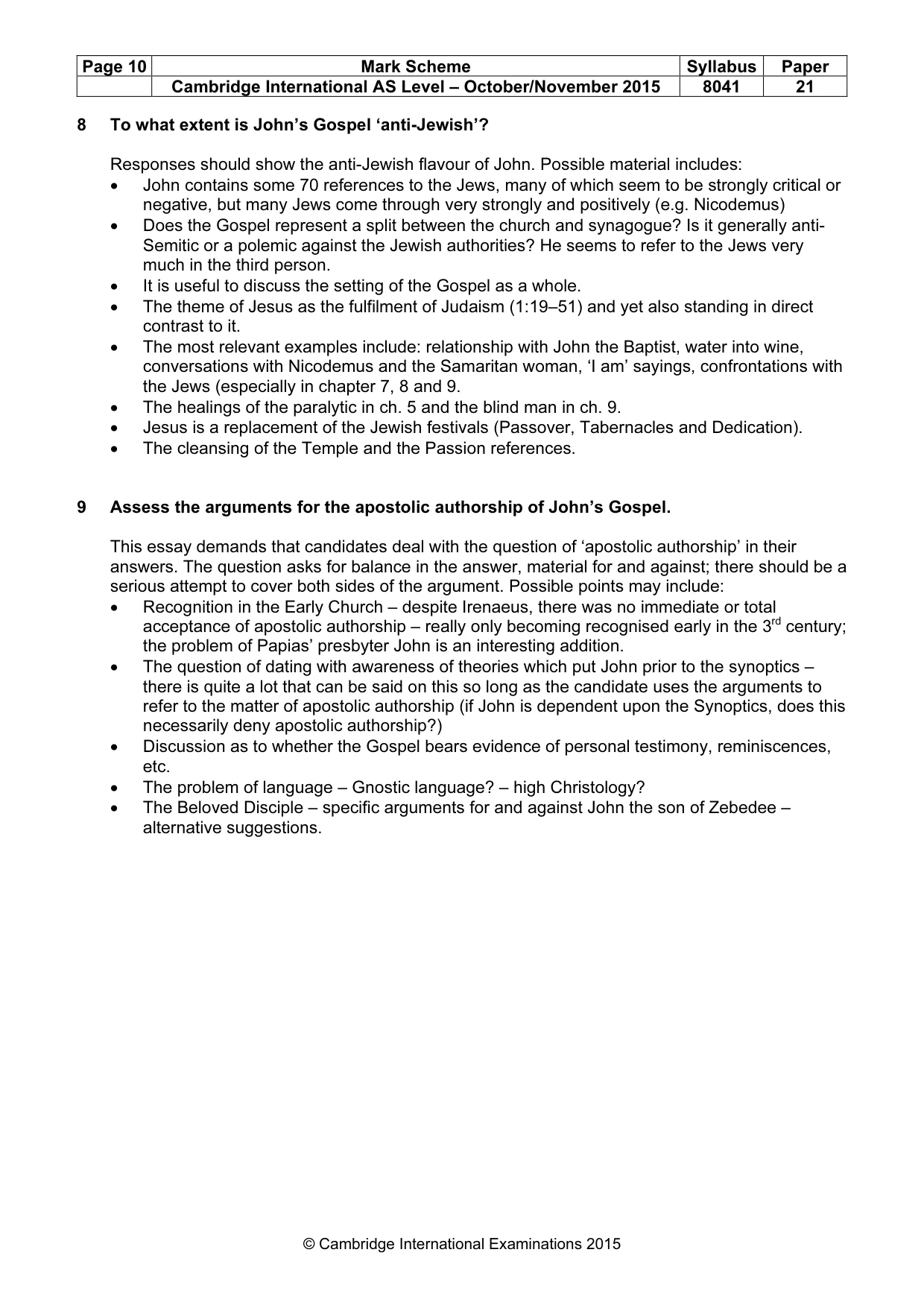 Mark scheme, page 10 of 12