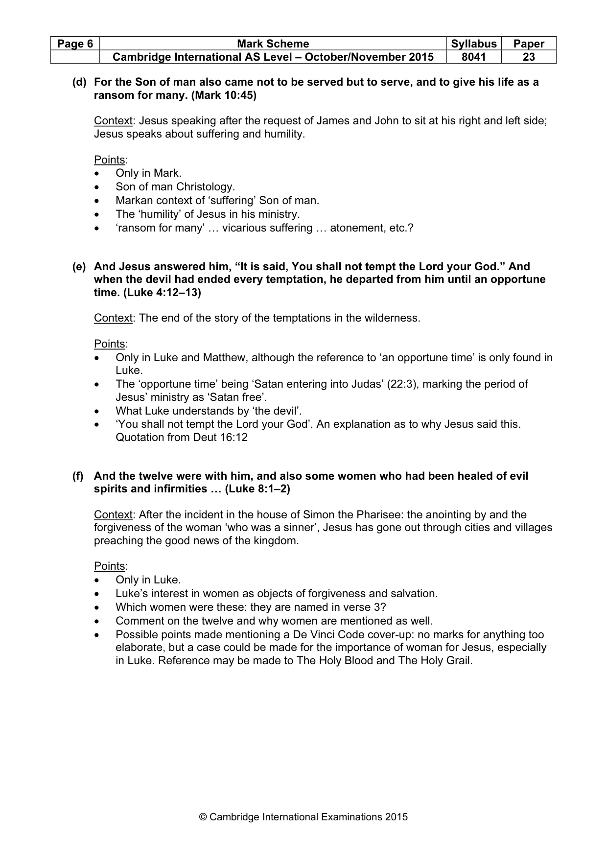 Mark scheme, page 6 of 11