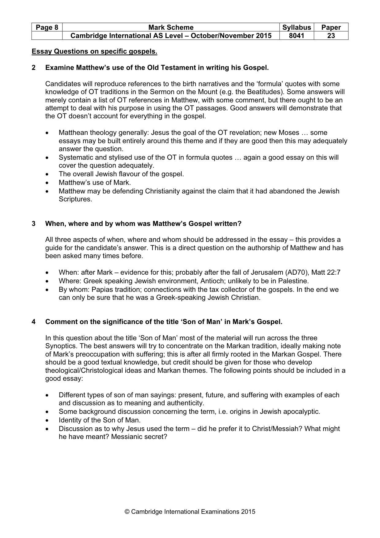 Mark scheme, page 8 of 11