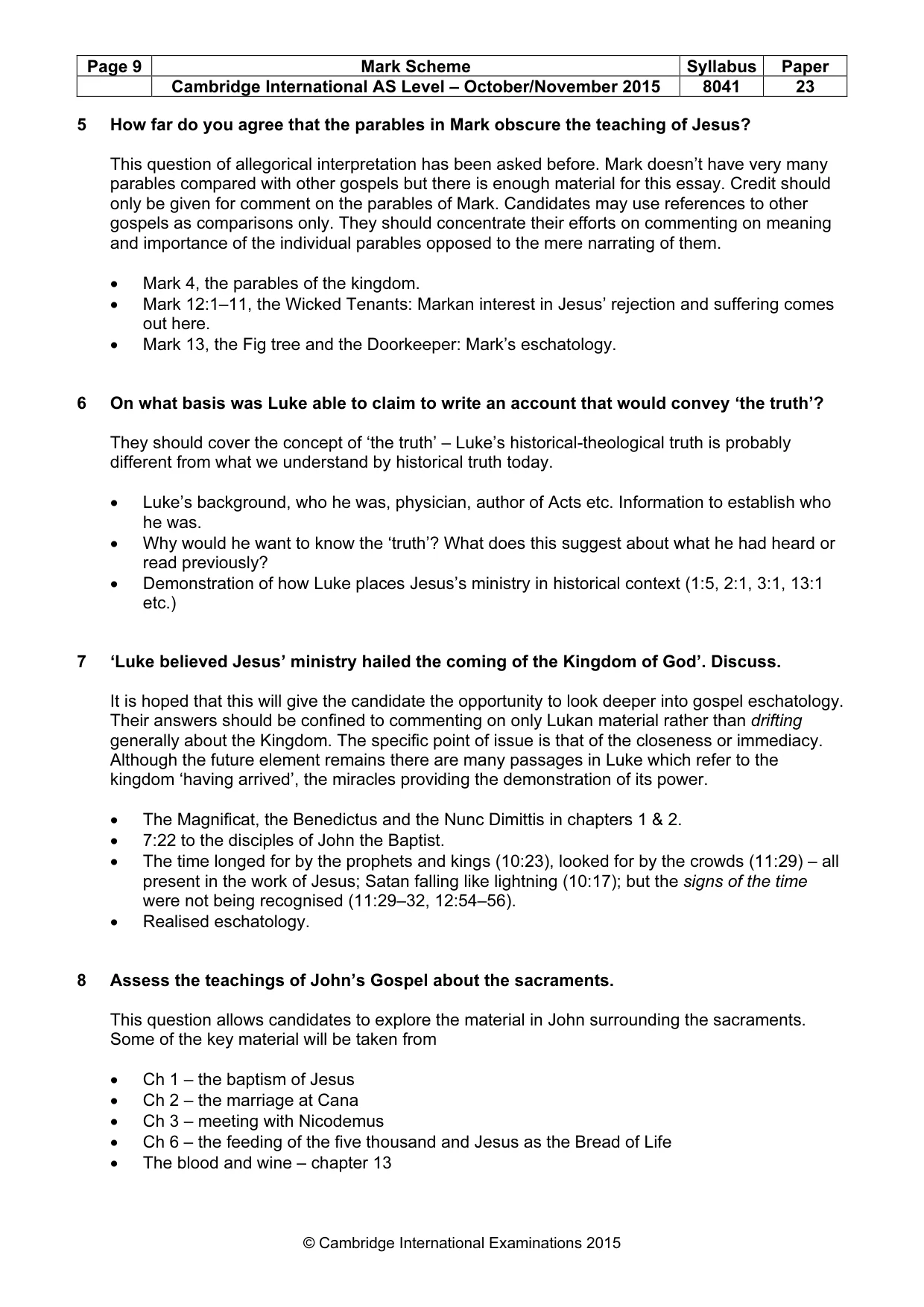 Mark scheme, page 9 of 11