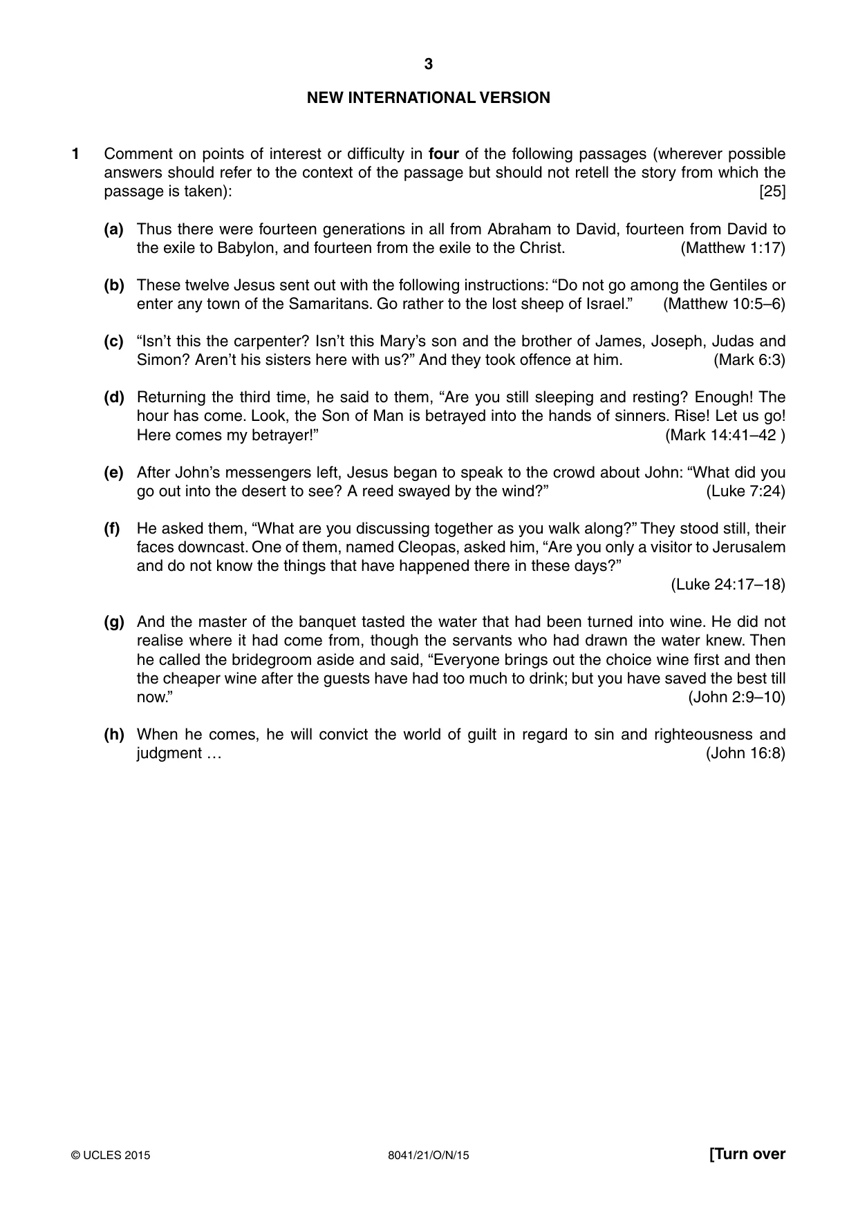 Cambridge A Level Divinity (AS Level only) 8041 2015 Oct/Nov Paper 2 · Variant 1 question paper, page 3 of 4
