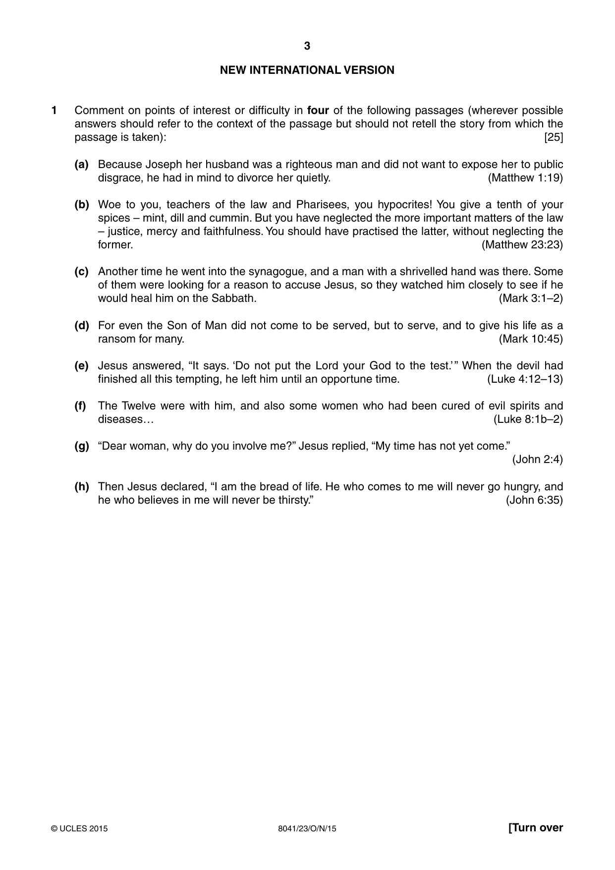 Cambridge A Level Divinity (AS Level only) 8041 2015 Oct/Nov Paper 2 · Variant 3 question paper, page 3 of 4