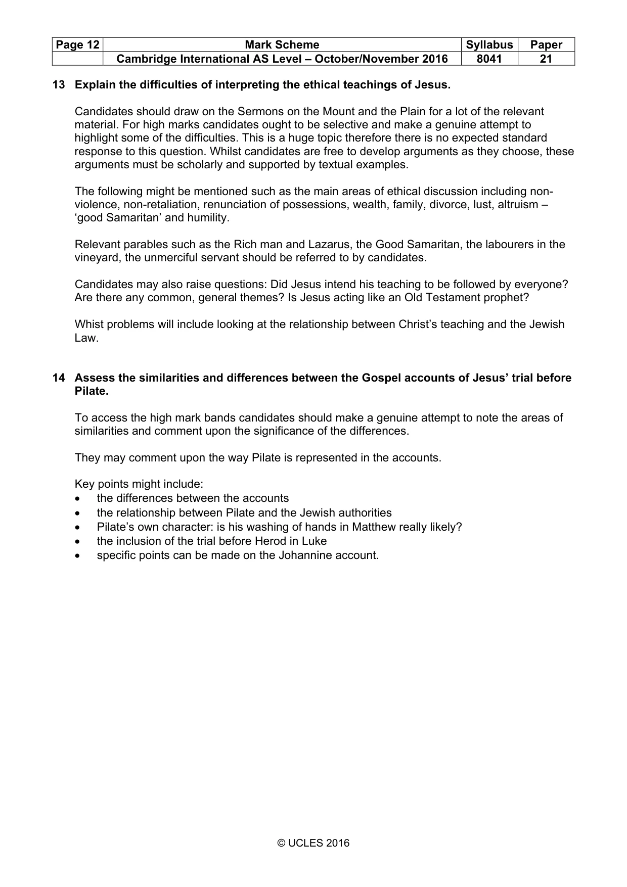 Mark scheme, page 12 of 12