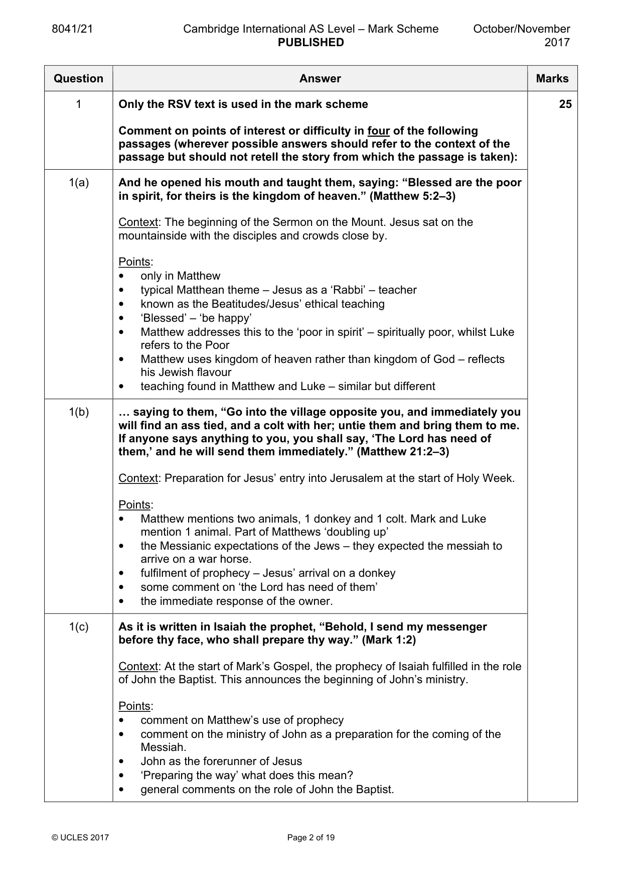 Mark scheme, page 2 of 19
