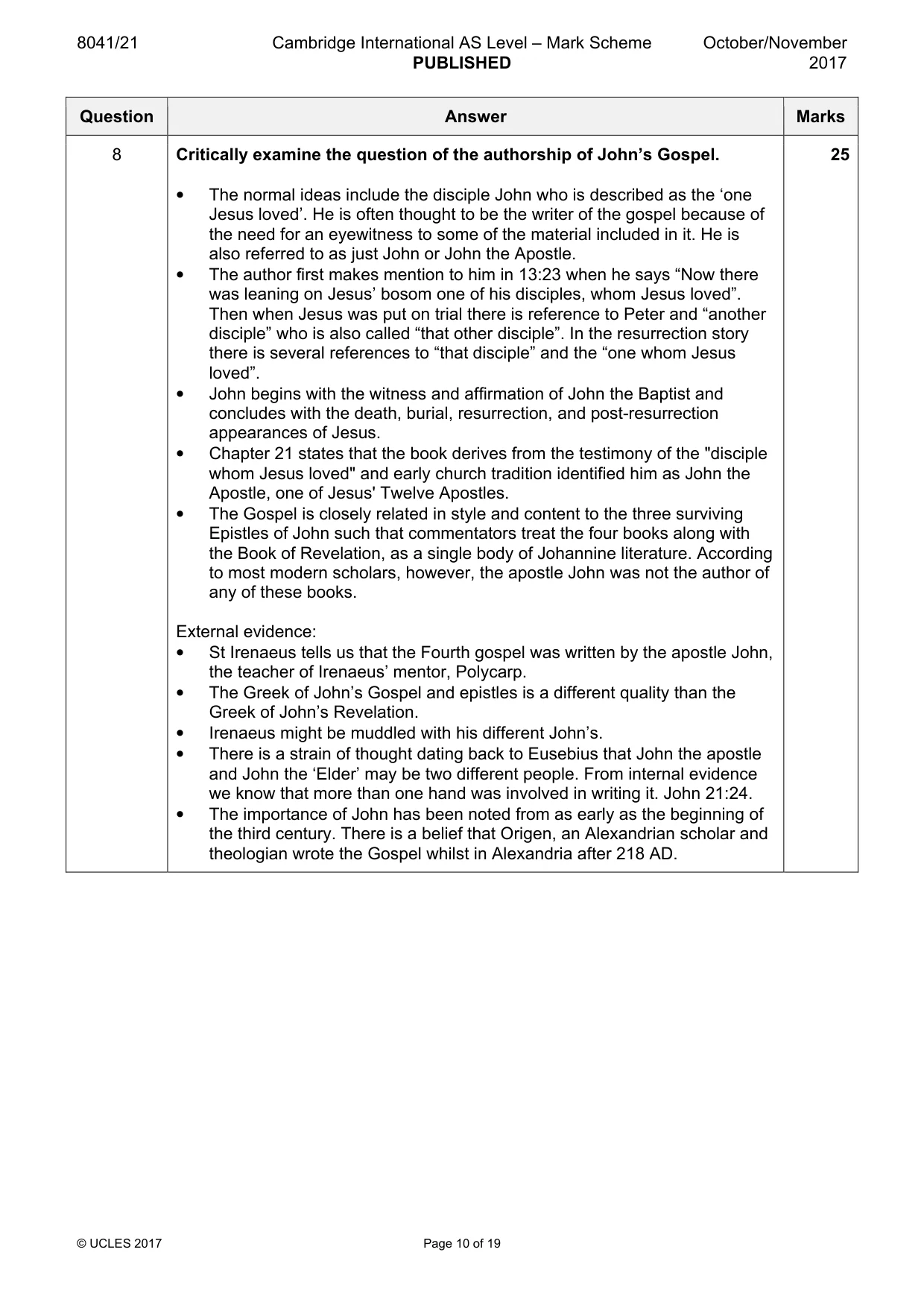 Mark scheme, page 10 of 19