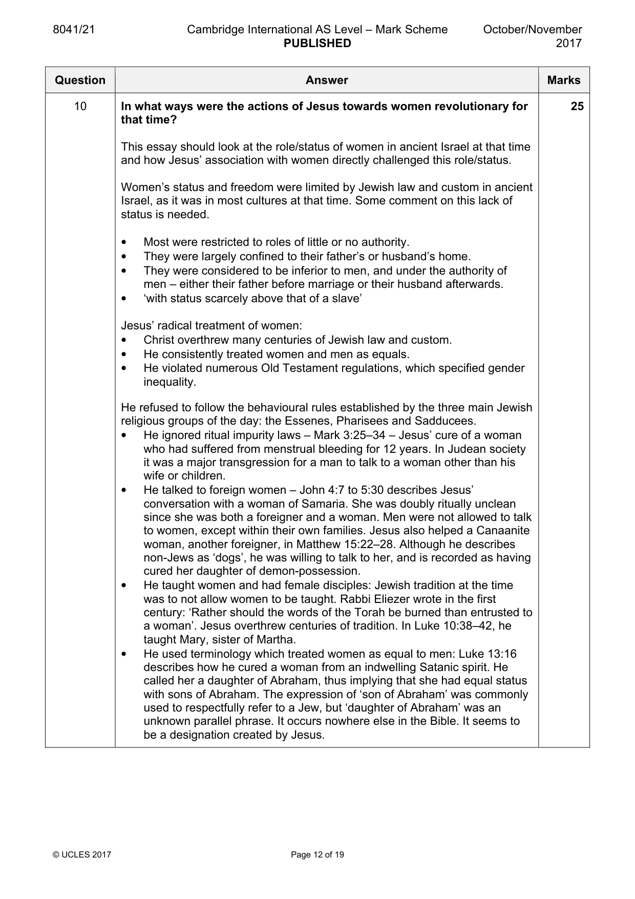 Mark scheme, page 12 of 19