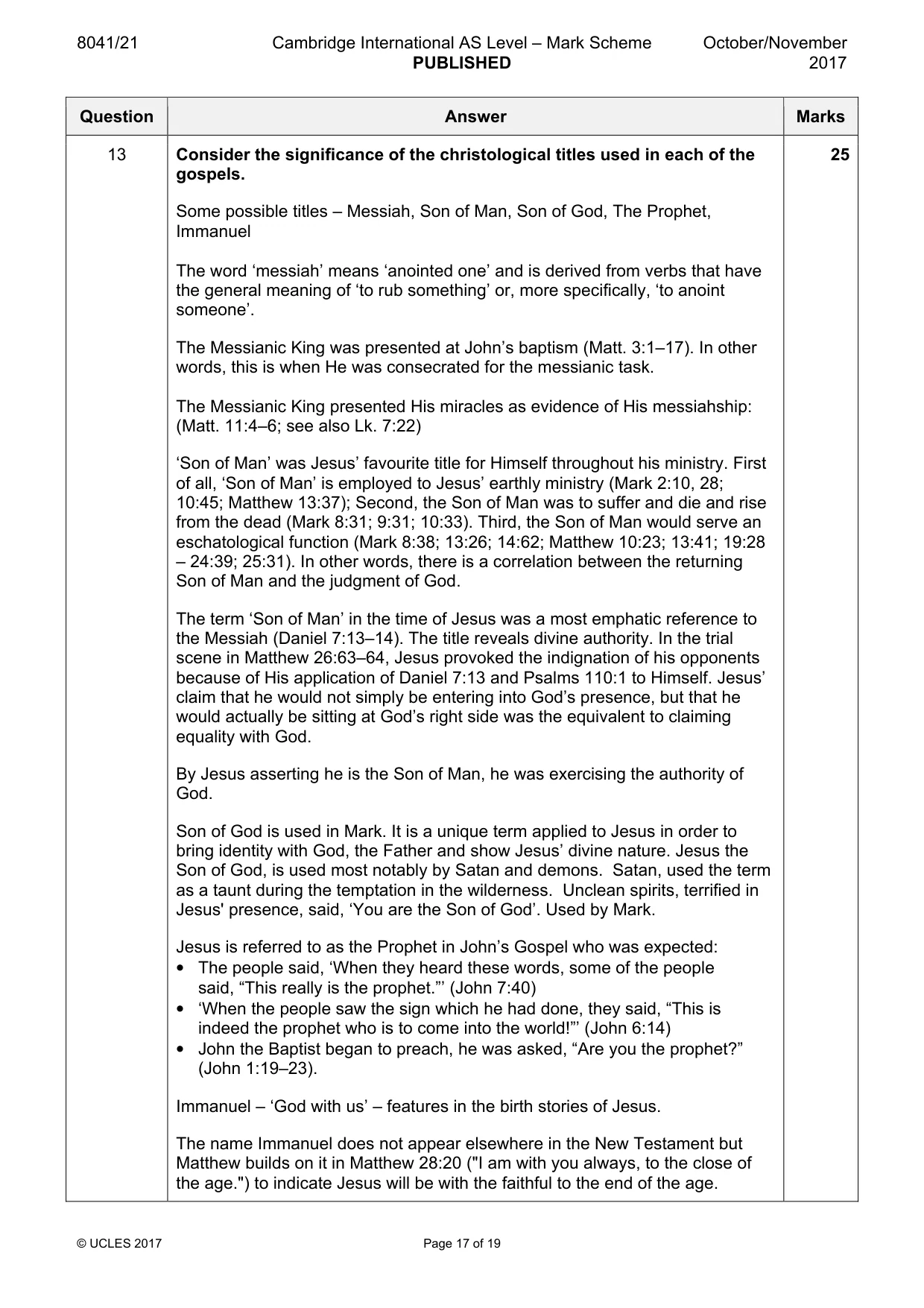 Mark scheme, page 17 of 19
