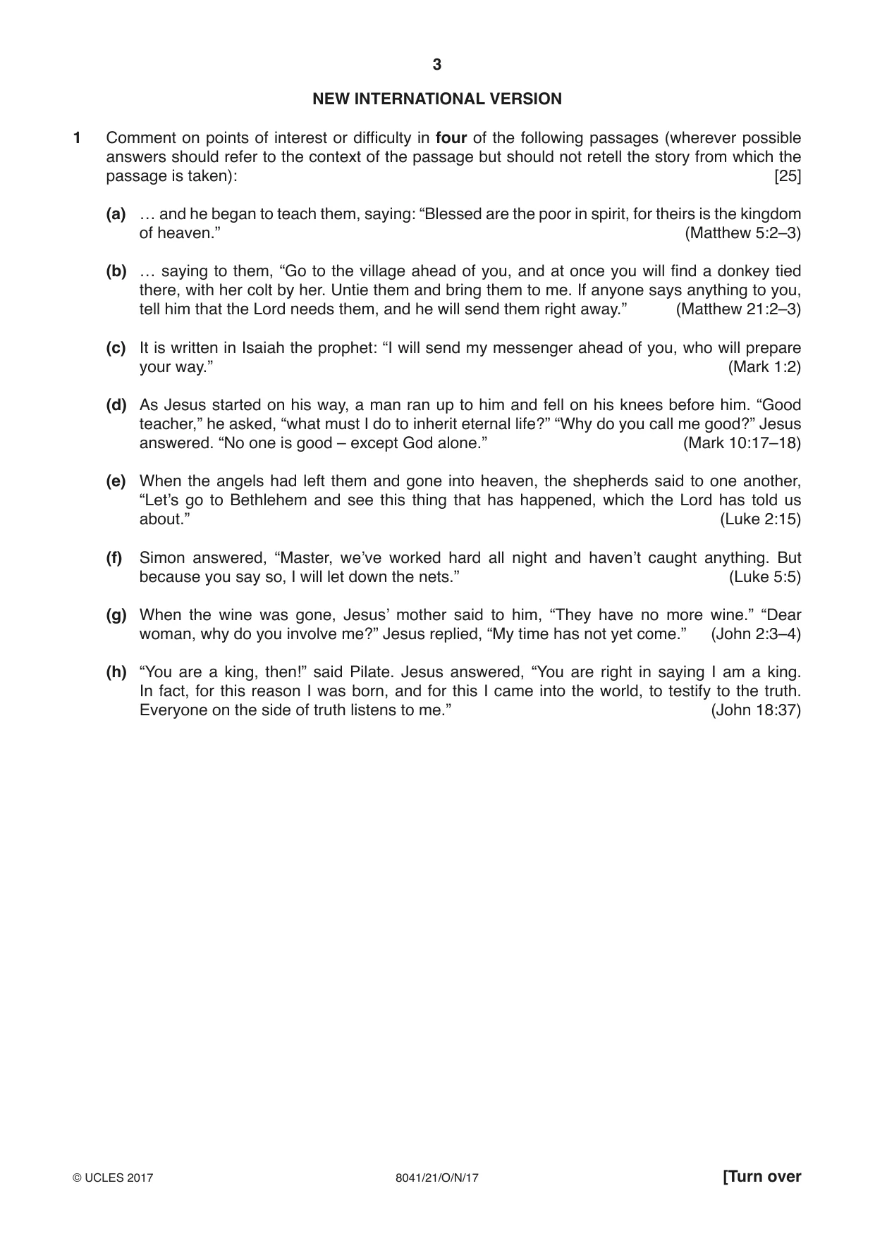 Cambridge A Level Divinity (AS Level only) 8041 2017 Oct/Nov Paper 2 · Variant 1 question paper, page 3 of 4