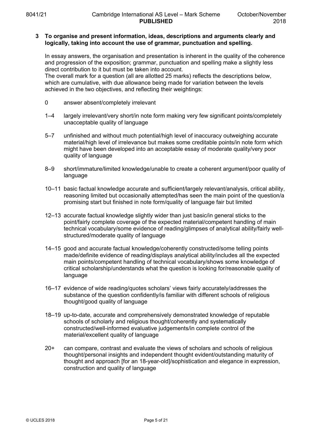 Mark scheme, page 5 of 21