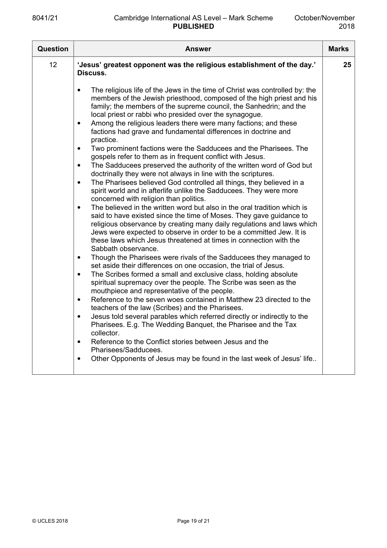 Mark scheme, page 19 of 21