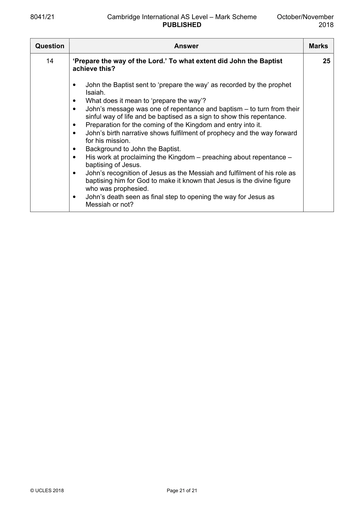 Mark scheme, page 21 of 21