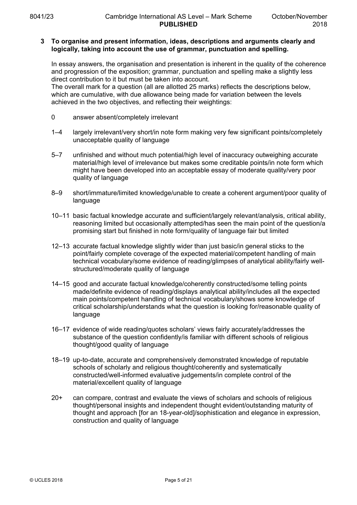Mark scheme, page 5 of 21
