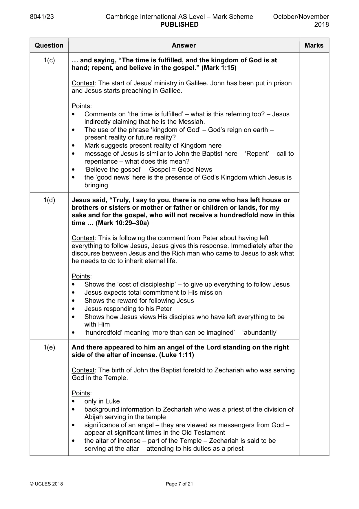 Mark scheme, page 7 of 21