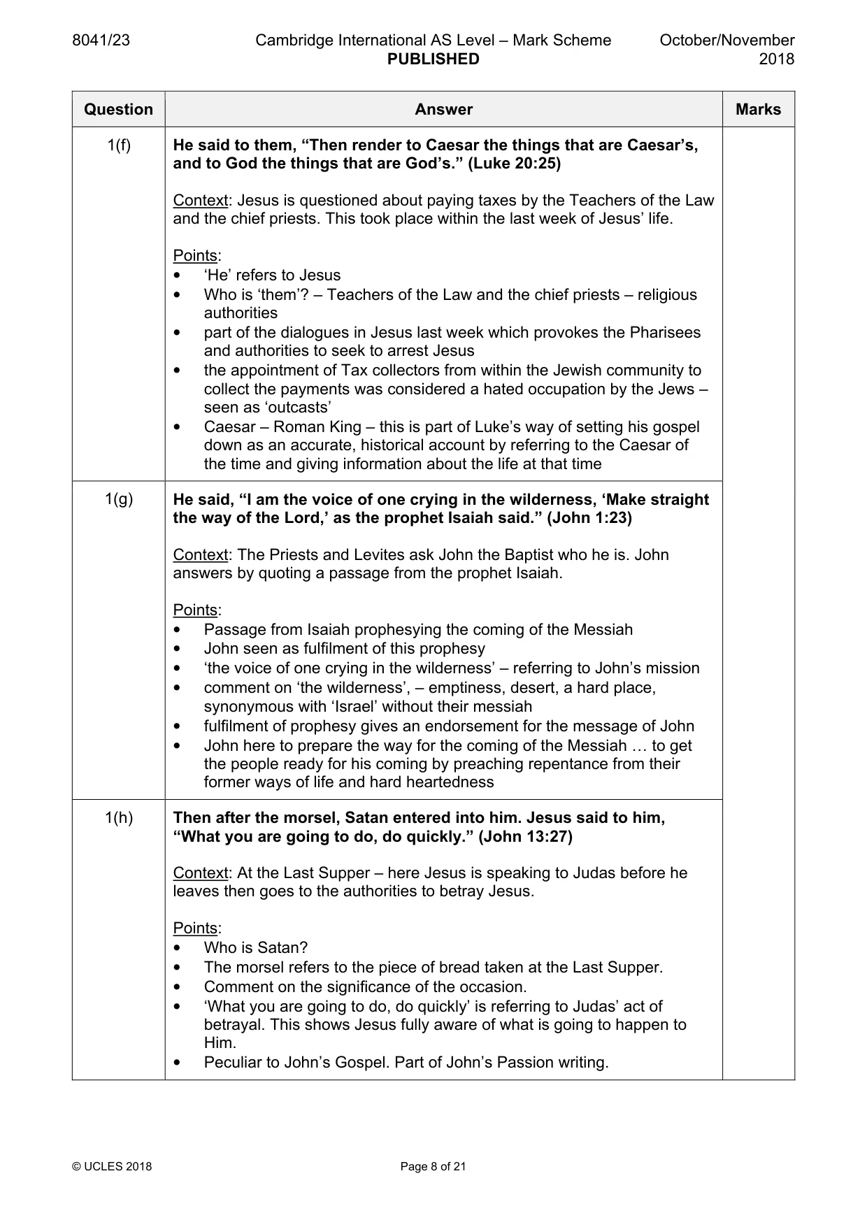 Mark scheme, page 8 of 21
