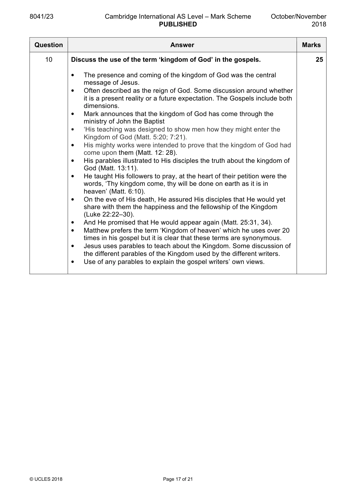 Mark scheme, page 17 of 21