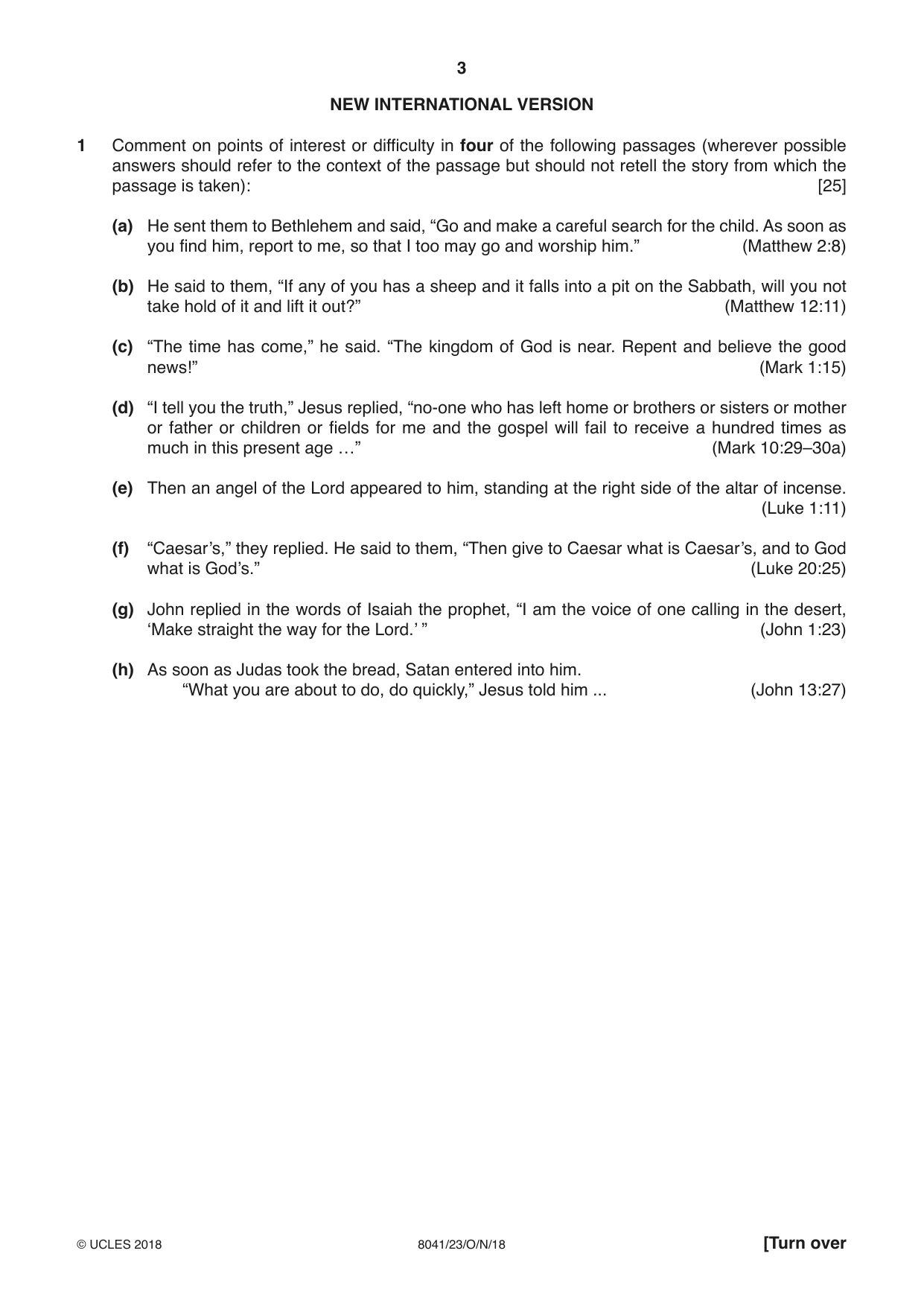 Cambridge A Level Divinity (AS Level only) 8041 2018 Oct/Nov Paper 2 · Variant 3 question paper, page 3 of 4