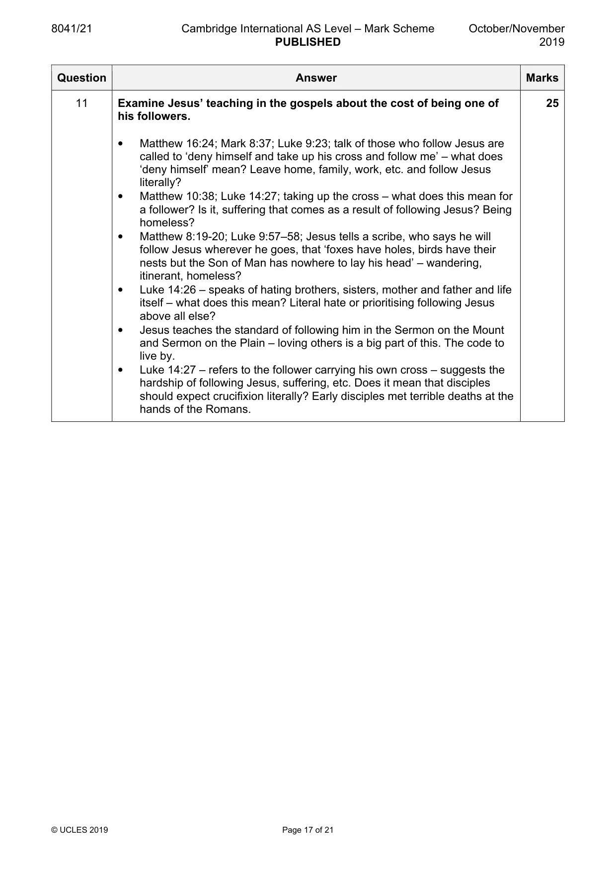 Mark scheme, page 17 of 21
