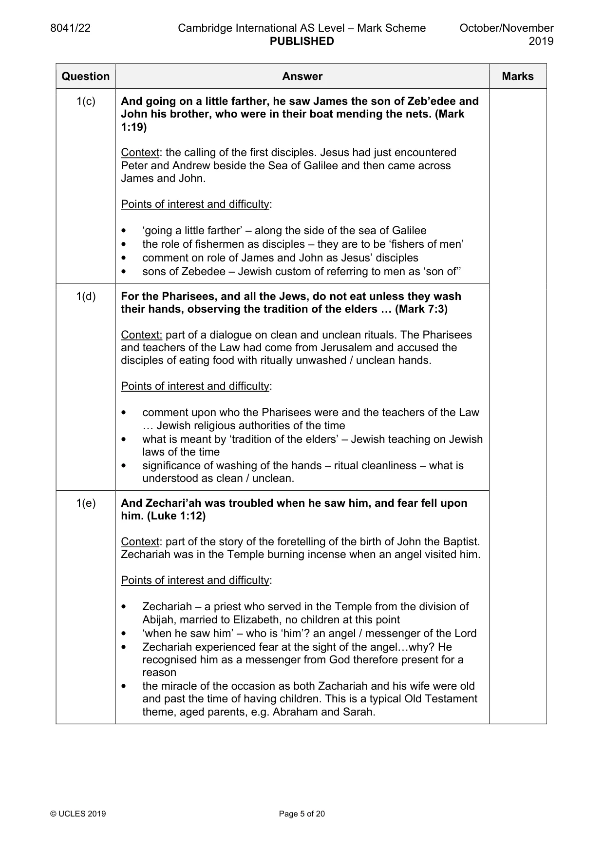Mark scheme, page 5 of 20