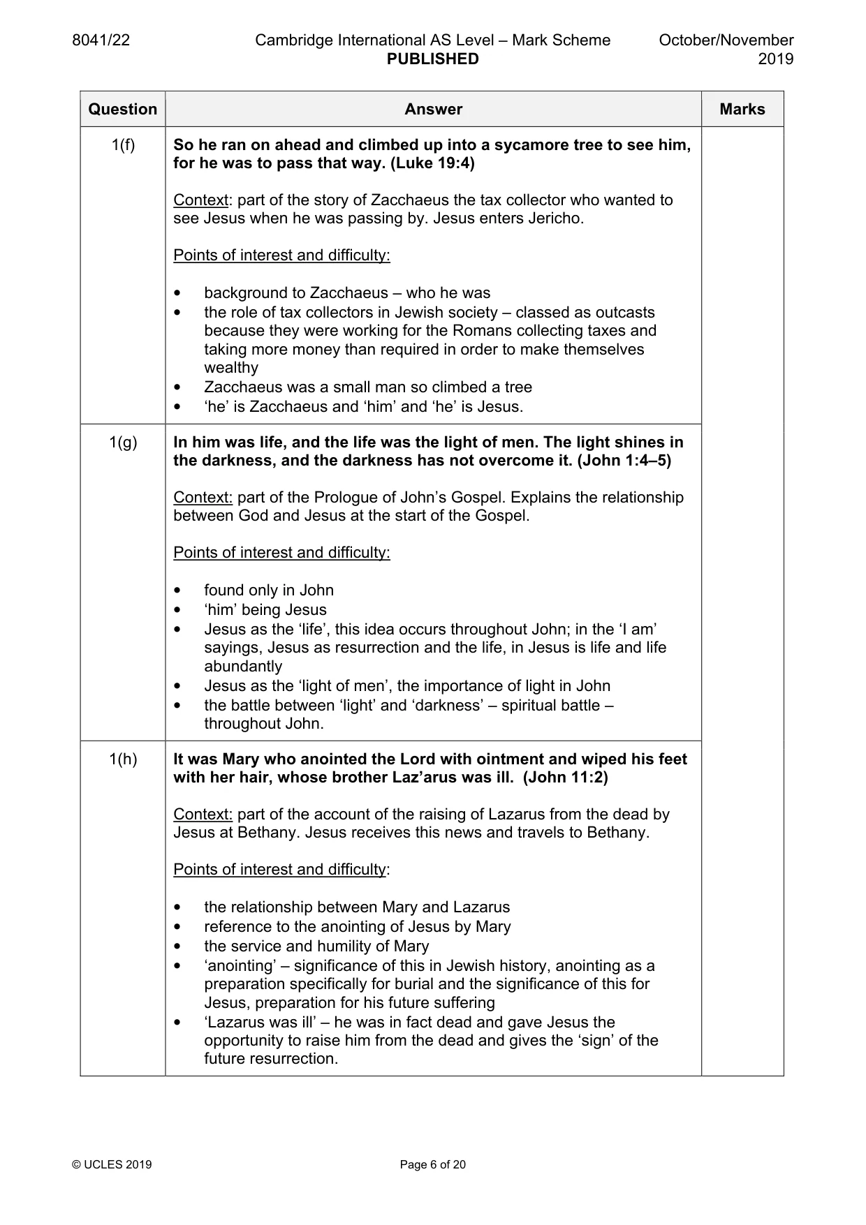 Mark scheme, page 6 of 20
