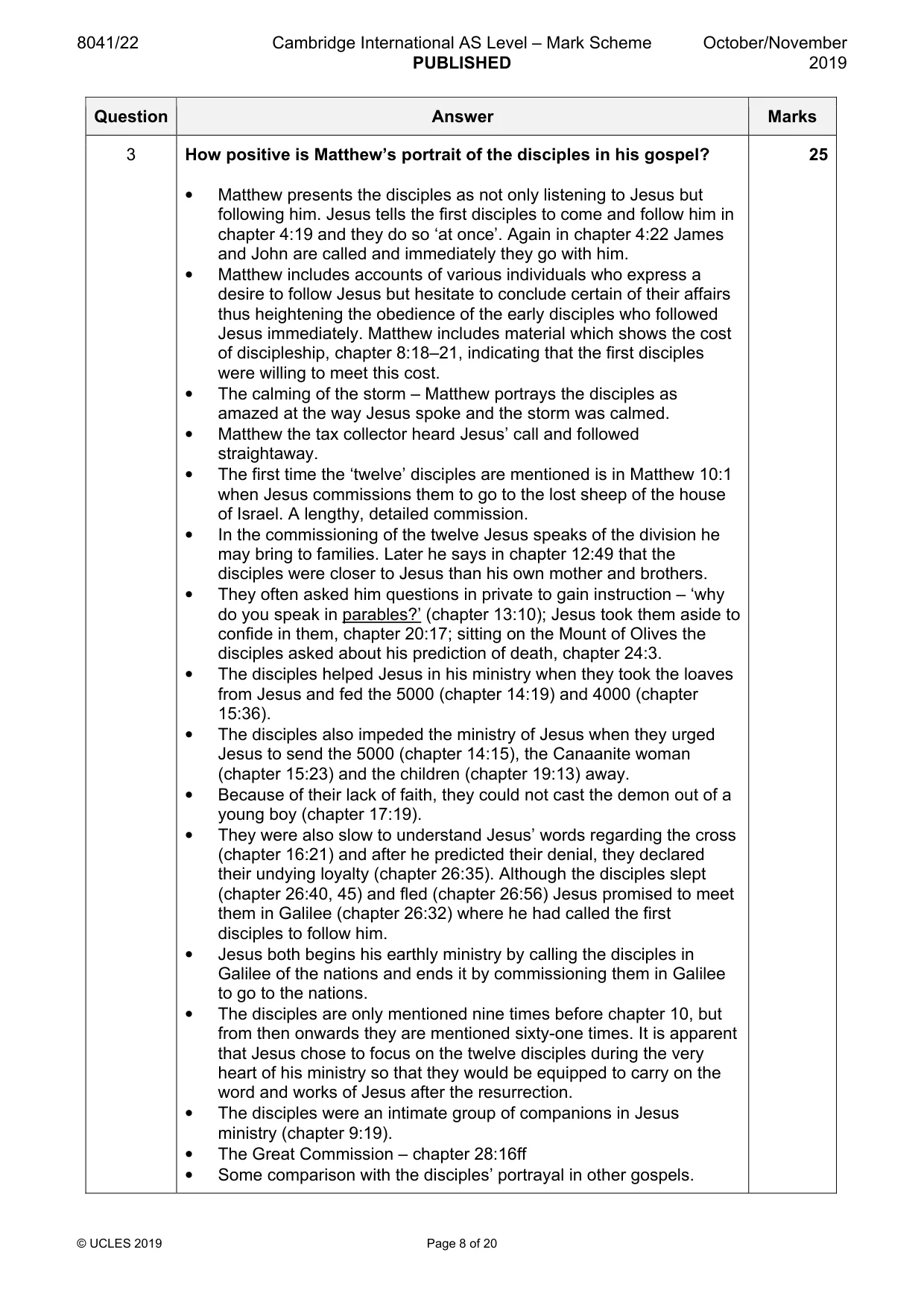Mark scheme, page 8 of 20