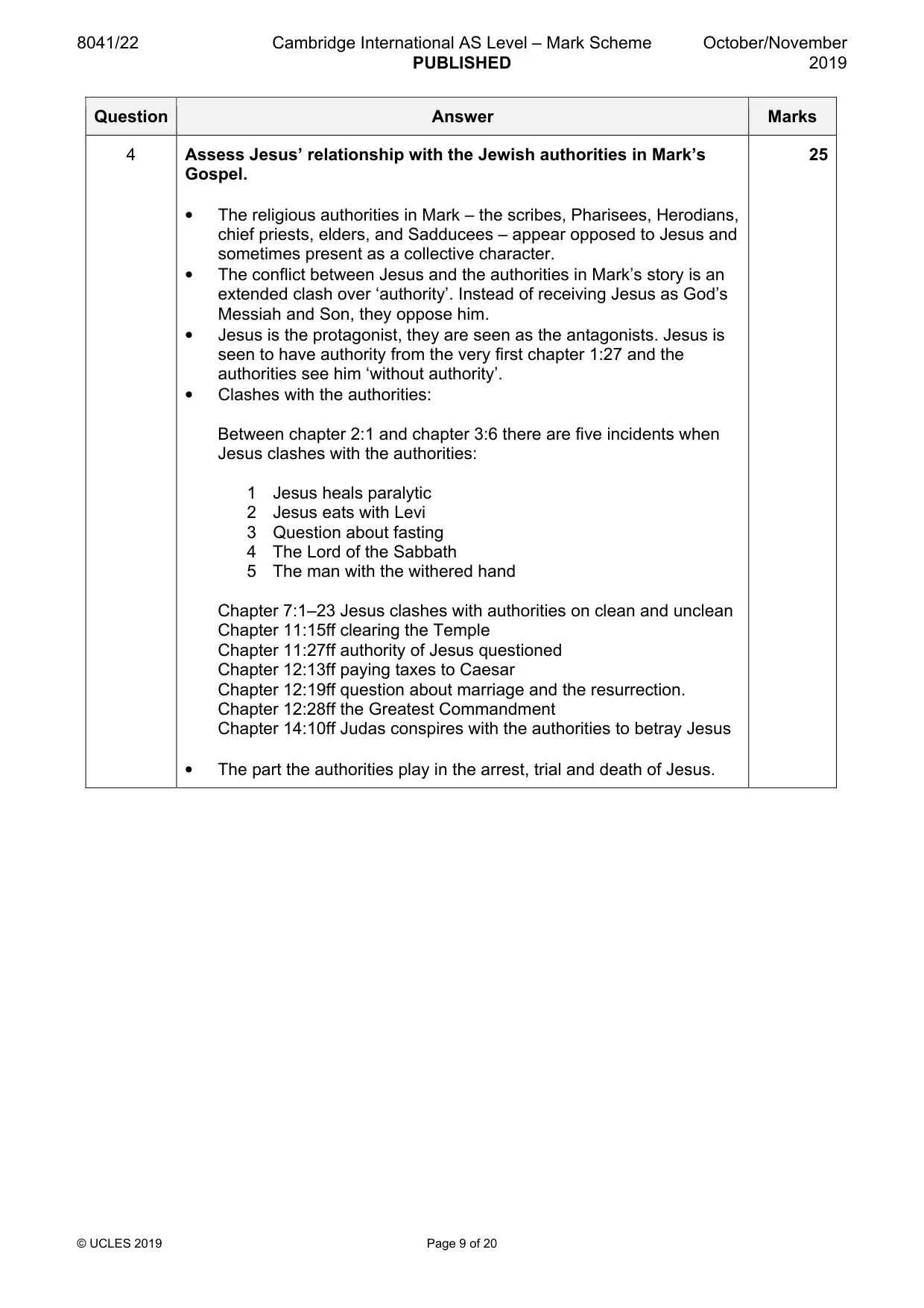Mark scheme, page 9 of 20
