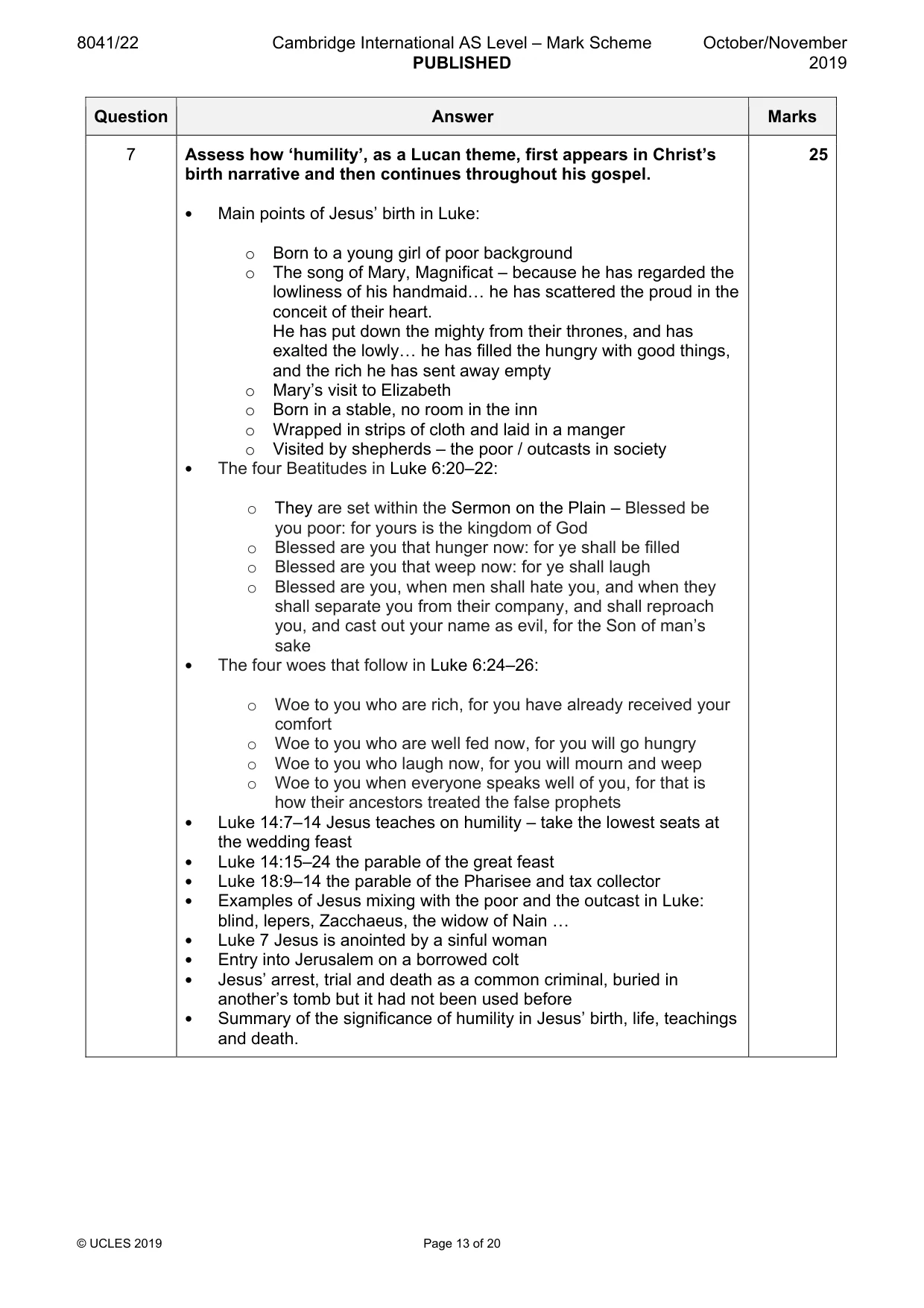 Mark scheme, page 13 of 20