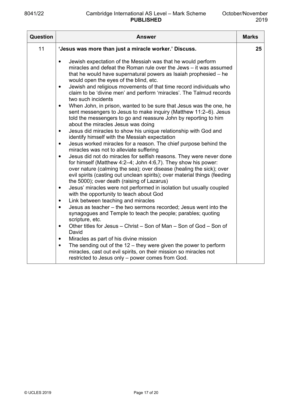 Mark scheme, page 17 of 20