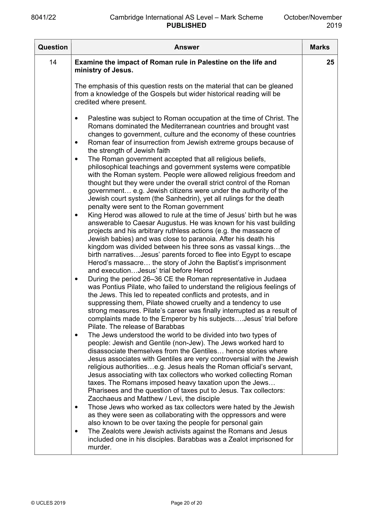 Mark scheme, page 20 of 20
