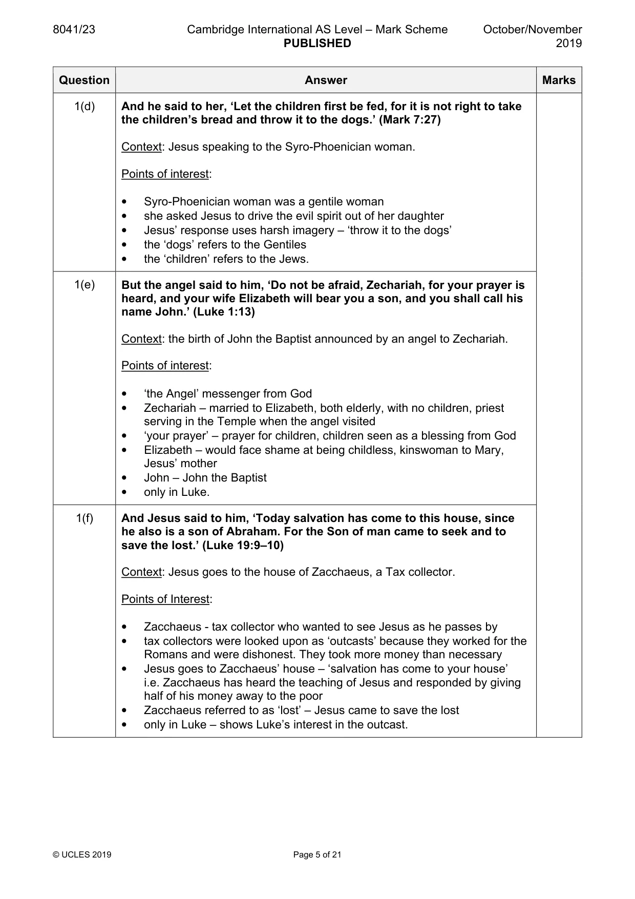 Mark scheme, page 5 of 21