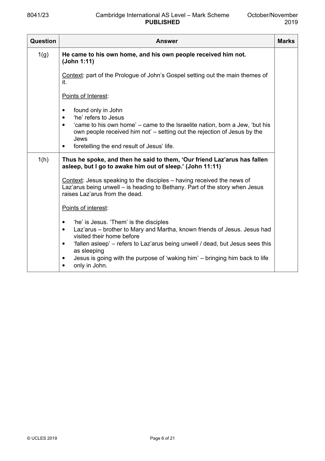 Mark scheme, page 6 of 21