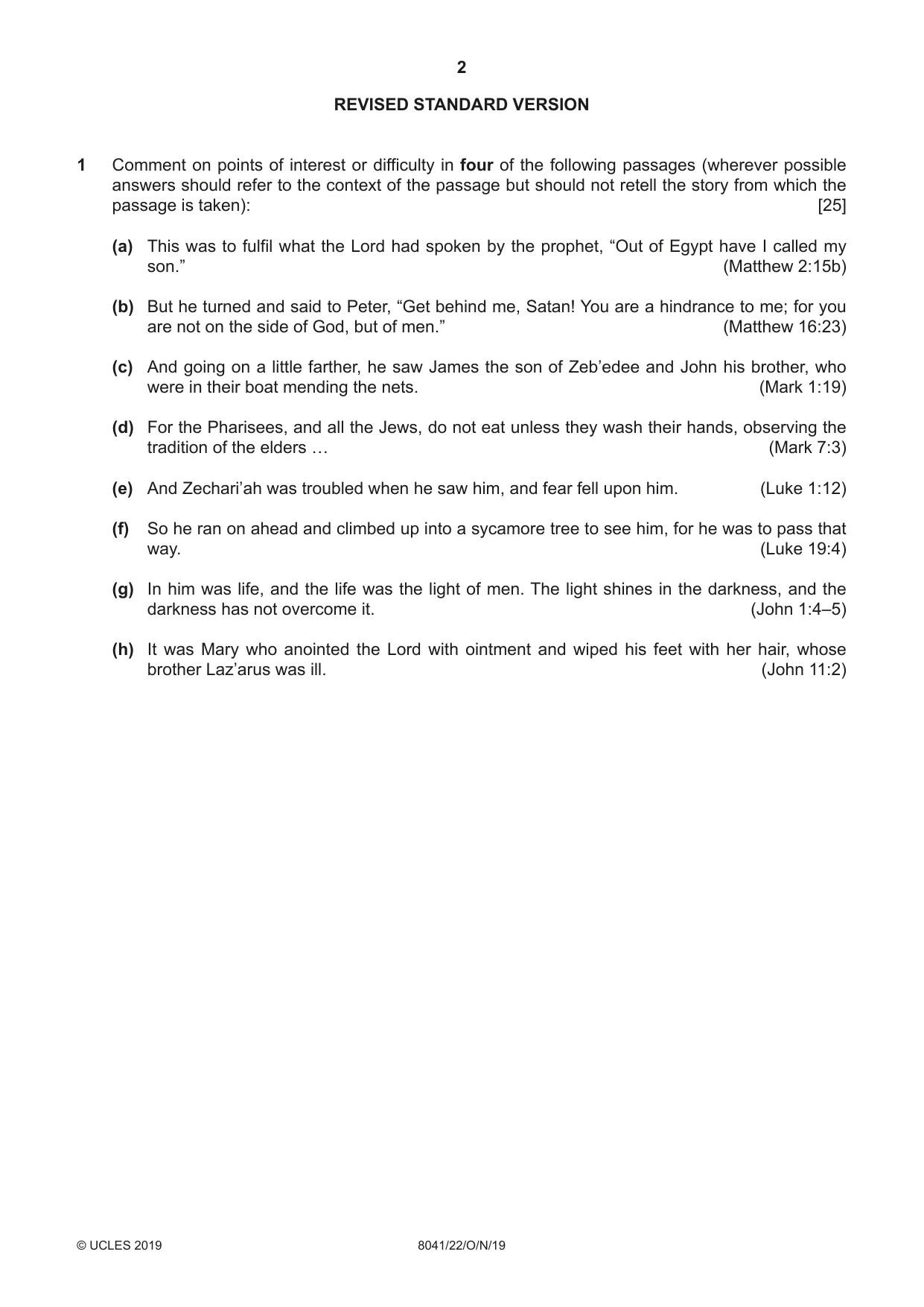 Cambridge A Level Divinity (AS Level only) 8041 2019 Oct/Nov Paper 2 · Variant 2 question paper, page 2 of 4