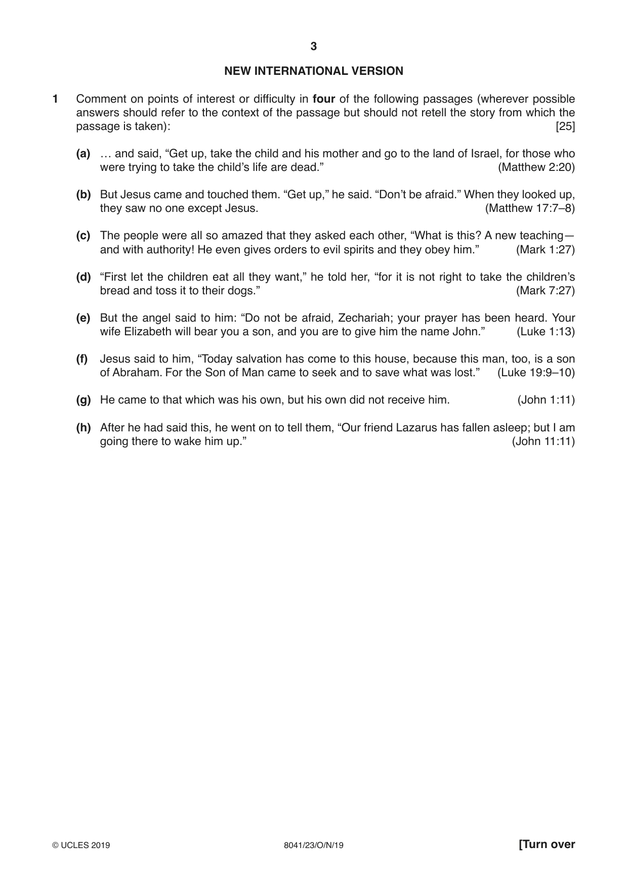 Cambridge A Level Divinity (AS Level only) 8041 2019 Oct/Nov Paper 2 · Variant 3 question paper, page 3 of 4