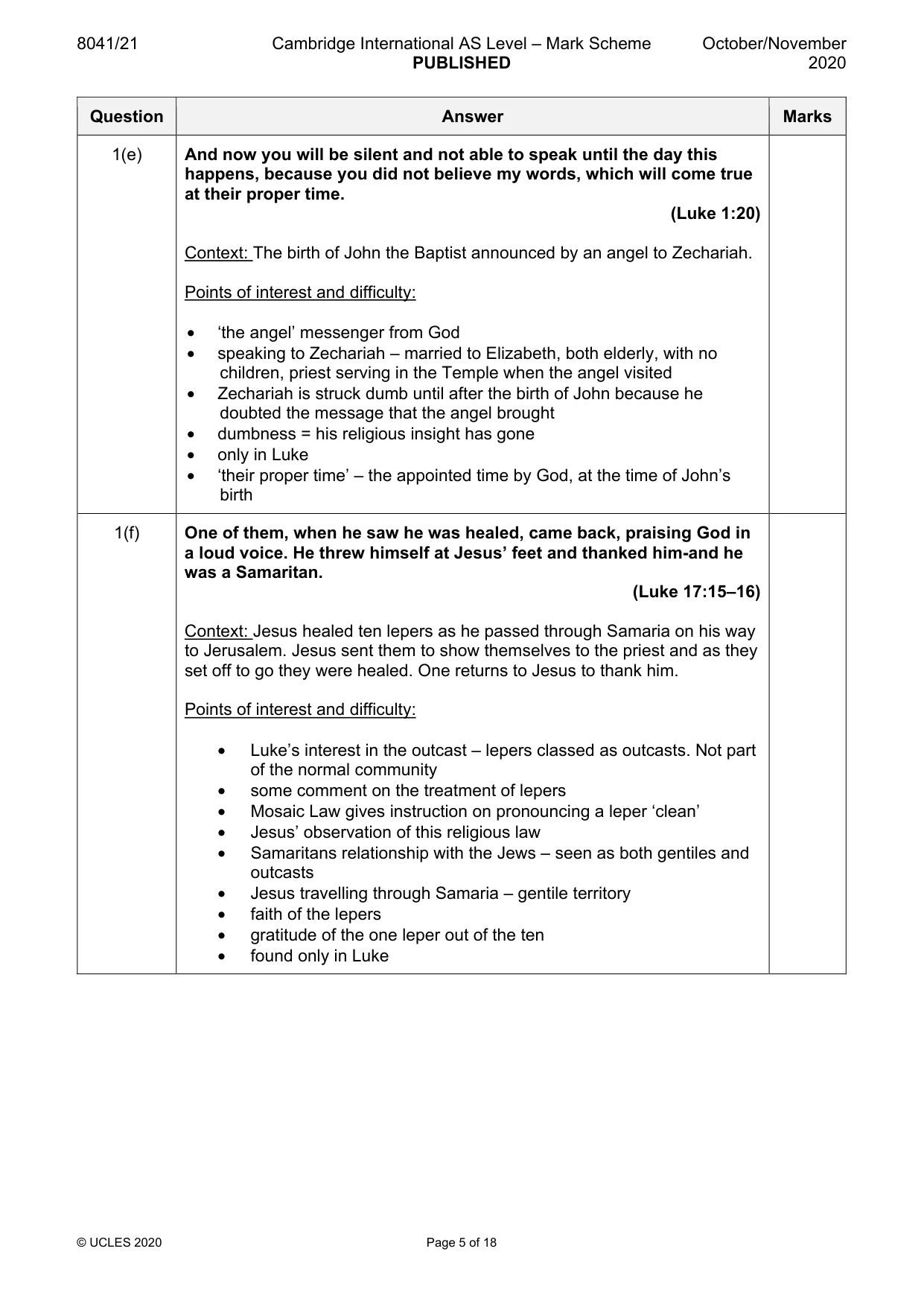 Mark scheme, page 5 of 18