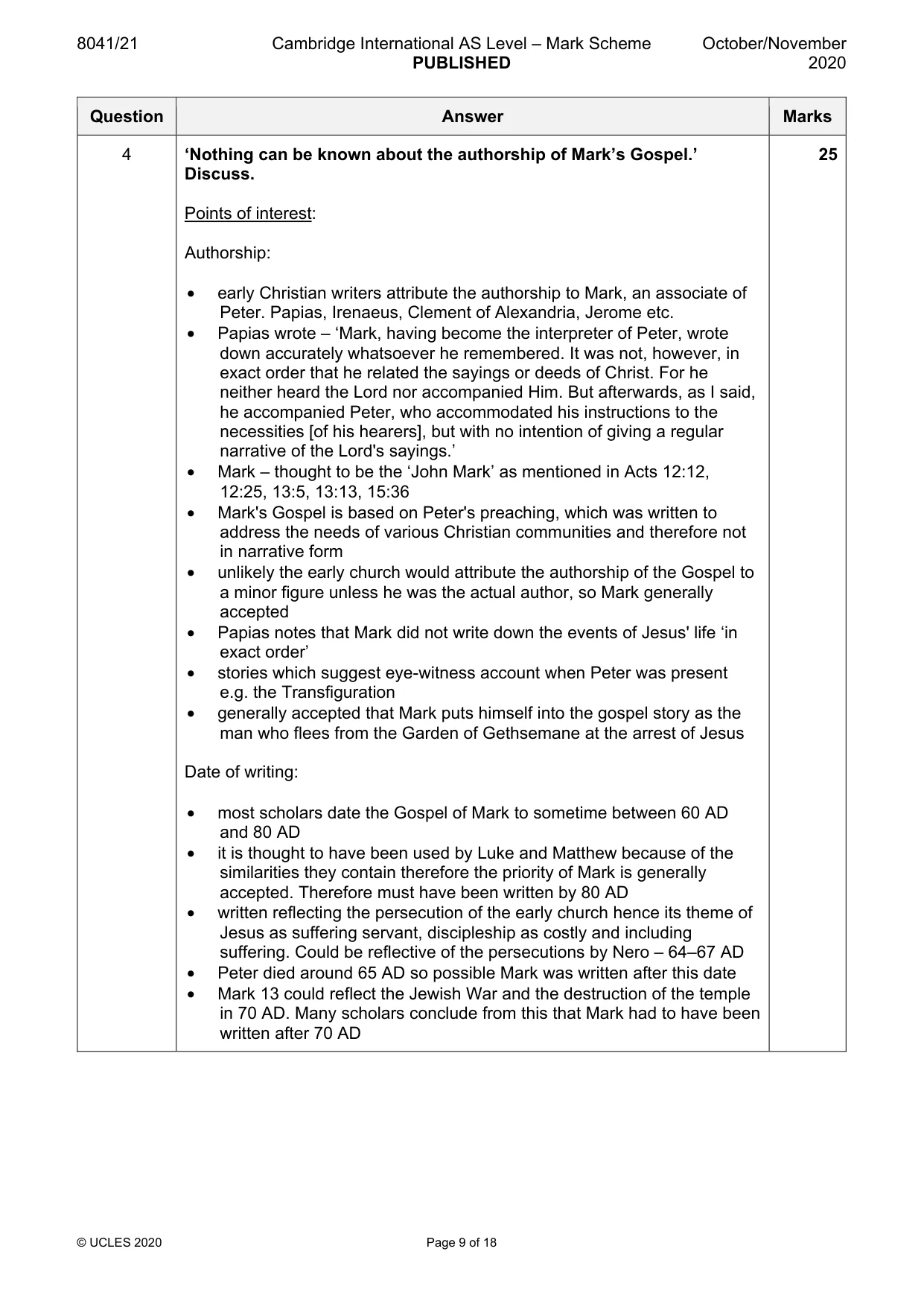 Mark scheme, page 9 of 18