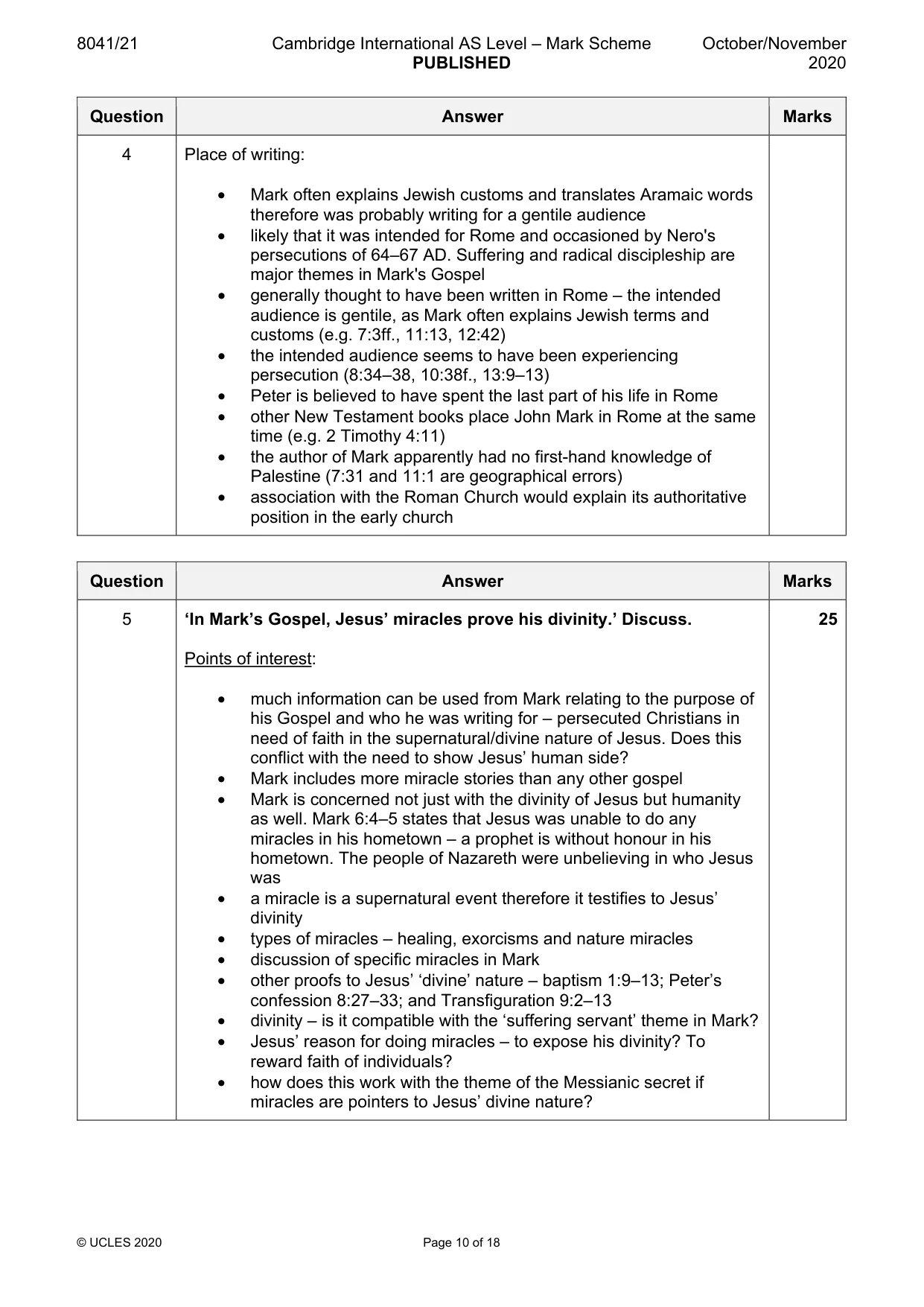 Mark scheme, page 10 of 18