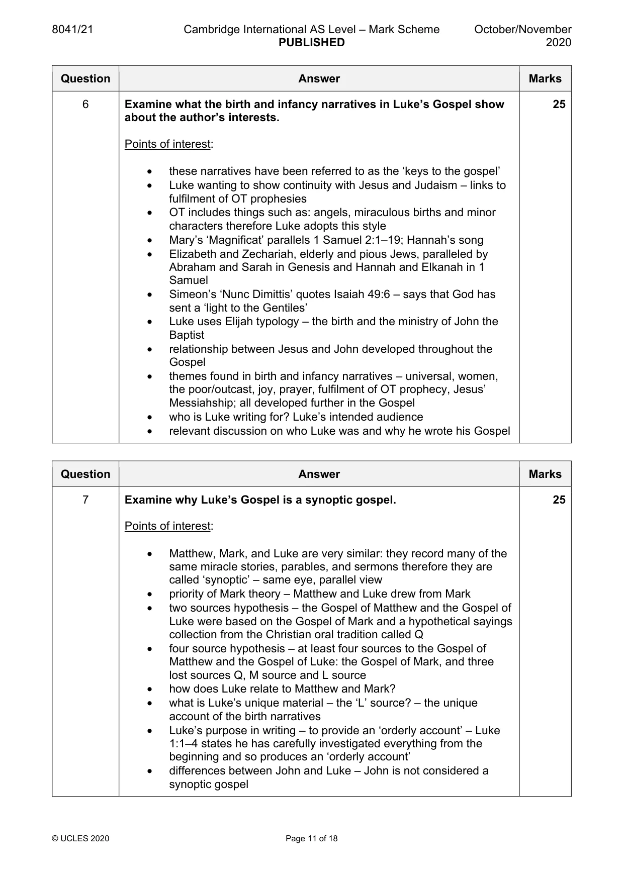Mark scheme, page 11 of 18