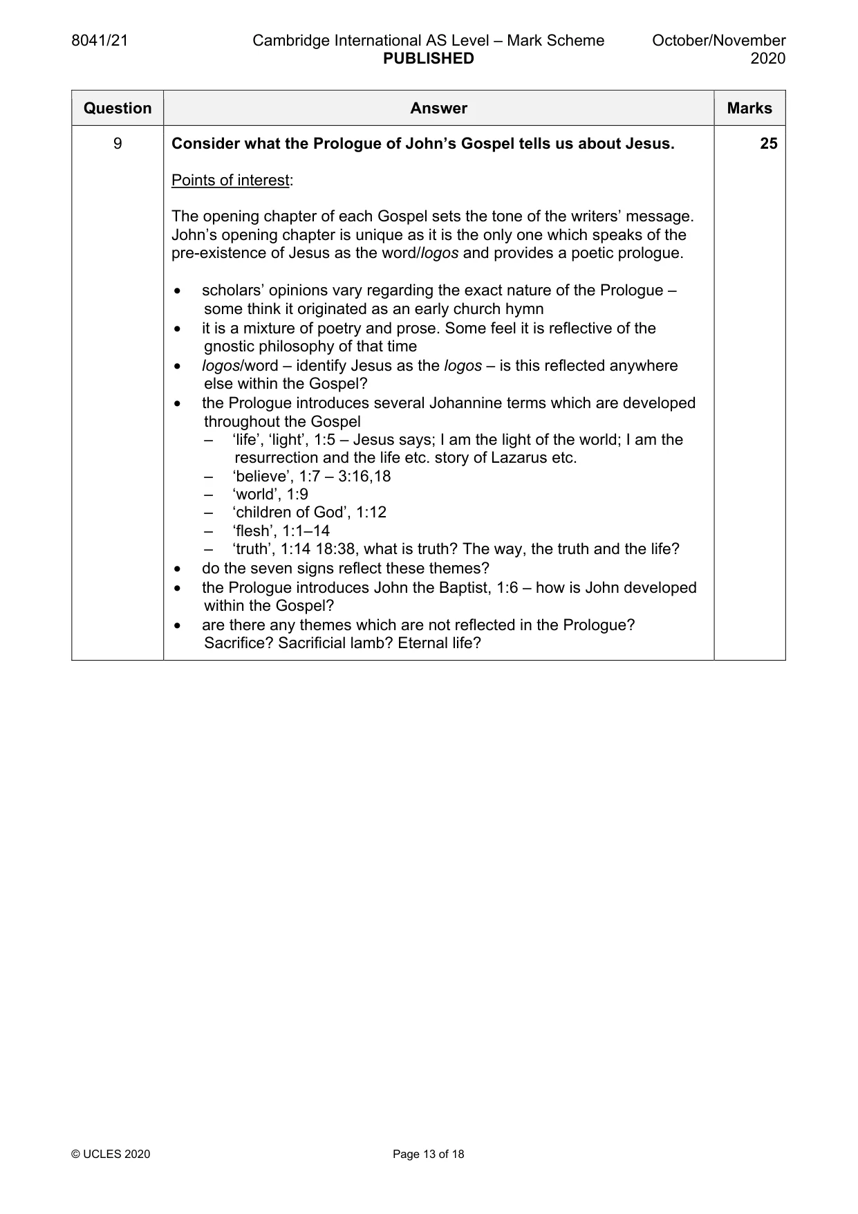 Mark scheme, page 13 of 18