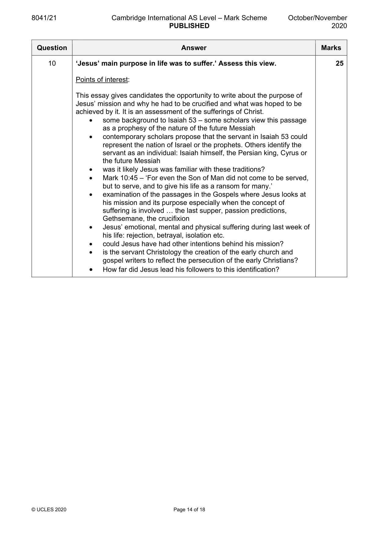 Mark scheme, page 14 of 18