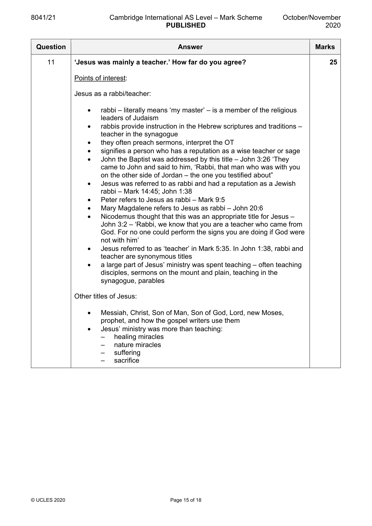 Mark scheme, page 15 of 18