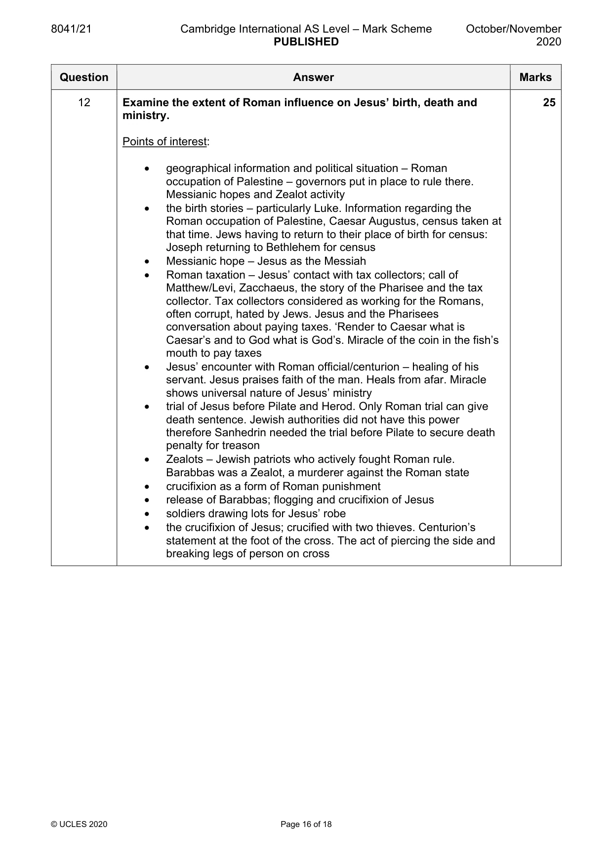 Mark scheme, page 16 of 18